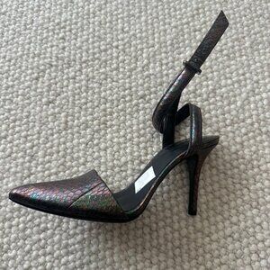 Alexander Wang Metallic Animal Skin Strappy Heels